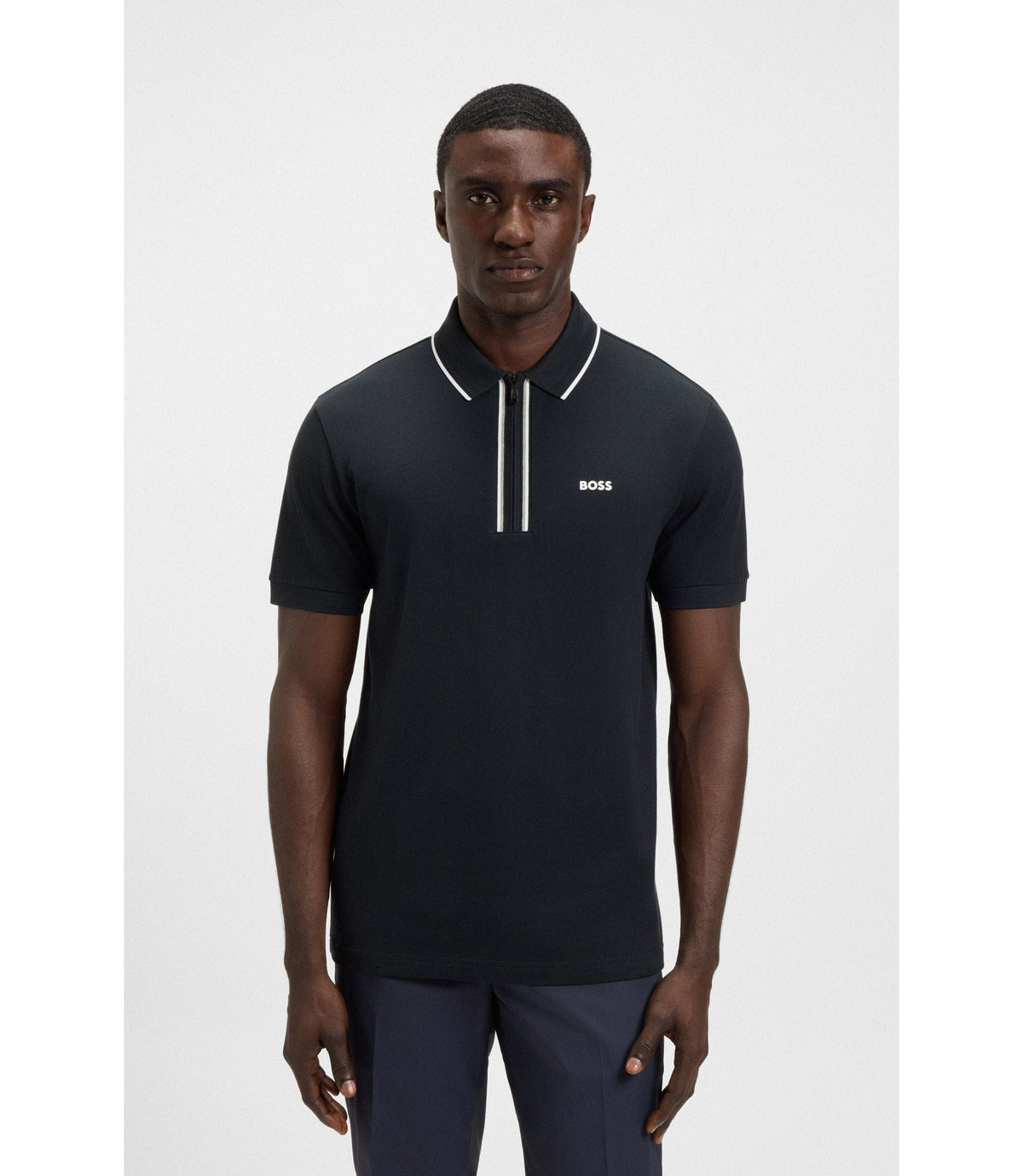 Boss Quick Dry Polo Shirt In Stretch Cotton Dark Blue