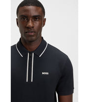 Boss Quick Dry Polo Shirt In Stretch Cotton Dark Blue