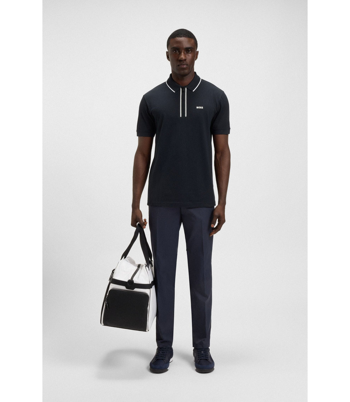 Boss Quick Dry Polo Shirt In Stretch Cotton Dark Blue