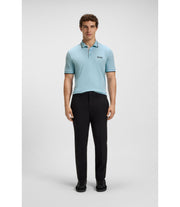 Boss Active Paddy Regular Fit Polo Shirt In Quick Dry Stretch Pique Light Blue