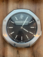 Audemars Piguet Wall Clock 40cm (16 inch) Stainless Steel Black 3 D Tapisserie Dial