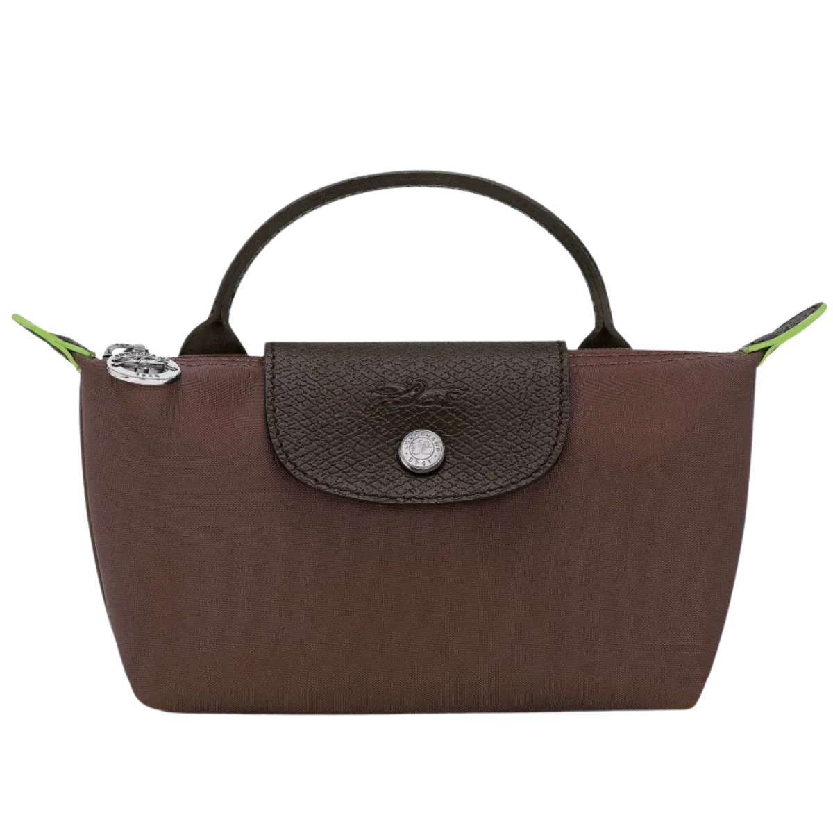 Longchamp Le Pliage Original Pouch with handle & contrast leather top flap