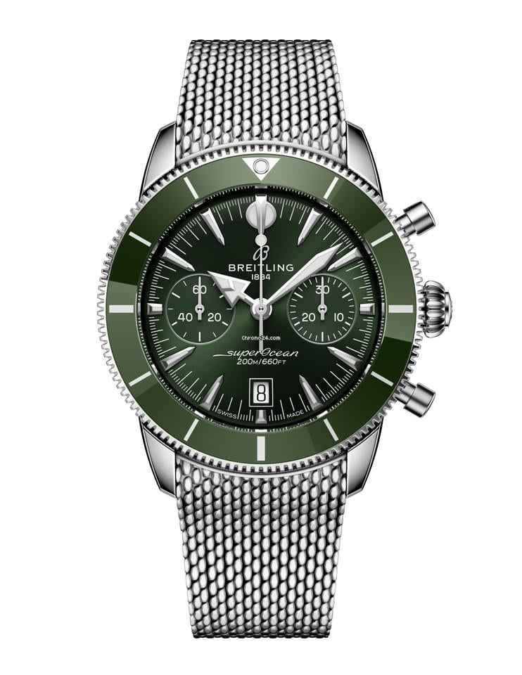 Breitling Superocean Heritage B01 Chronograph 42 - Grün Full Set Full Warranty