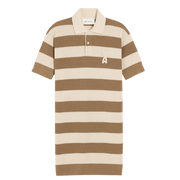 AMI Paris  White And Brown Cotton Polo Dress Ami De Coeur Patch