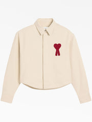AMI Paris women's Natural Cotton Ami De Coeur Cropped Shirt