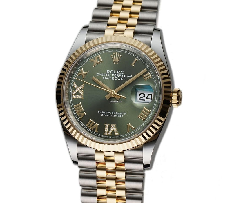 Rolex | Datejust | 126233 | Gold/Steel | 36 x 44 mm | Gold/Steel | Green | Automatic