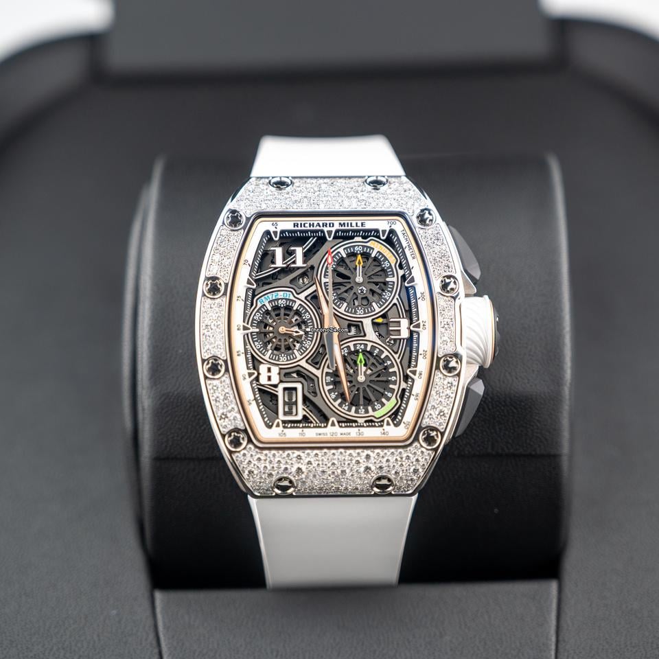 Richard Mille Automatic Winding Lifestyle Flyback Chronograph Rm72-01 White Gold with Diamond Setting