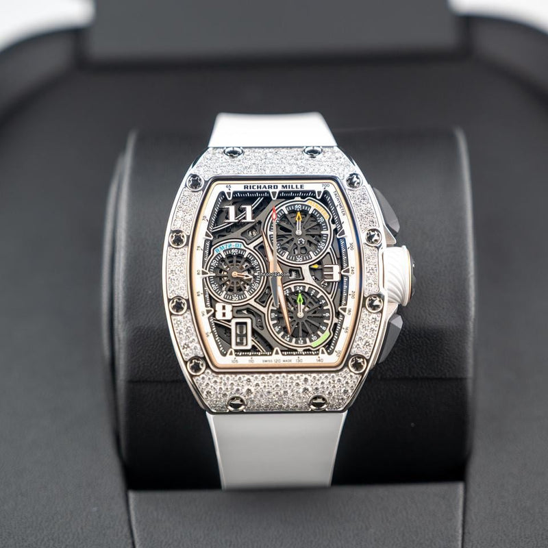 Richard Mille Automatic Winding Lifestyle Flyback Chronograph Rm72-01 White Gold with Diamond Setting