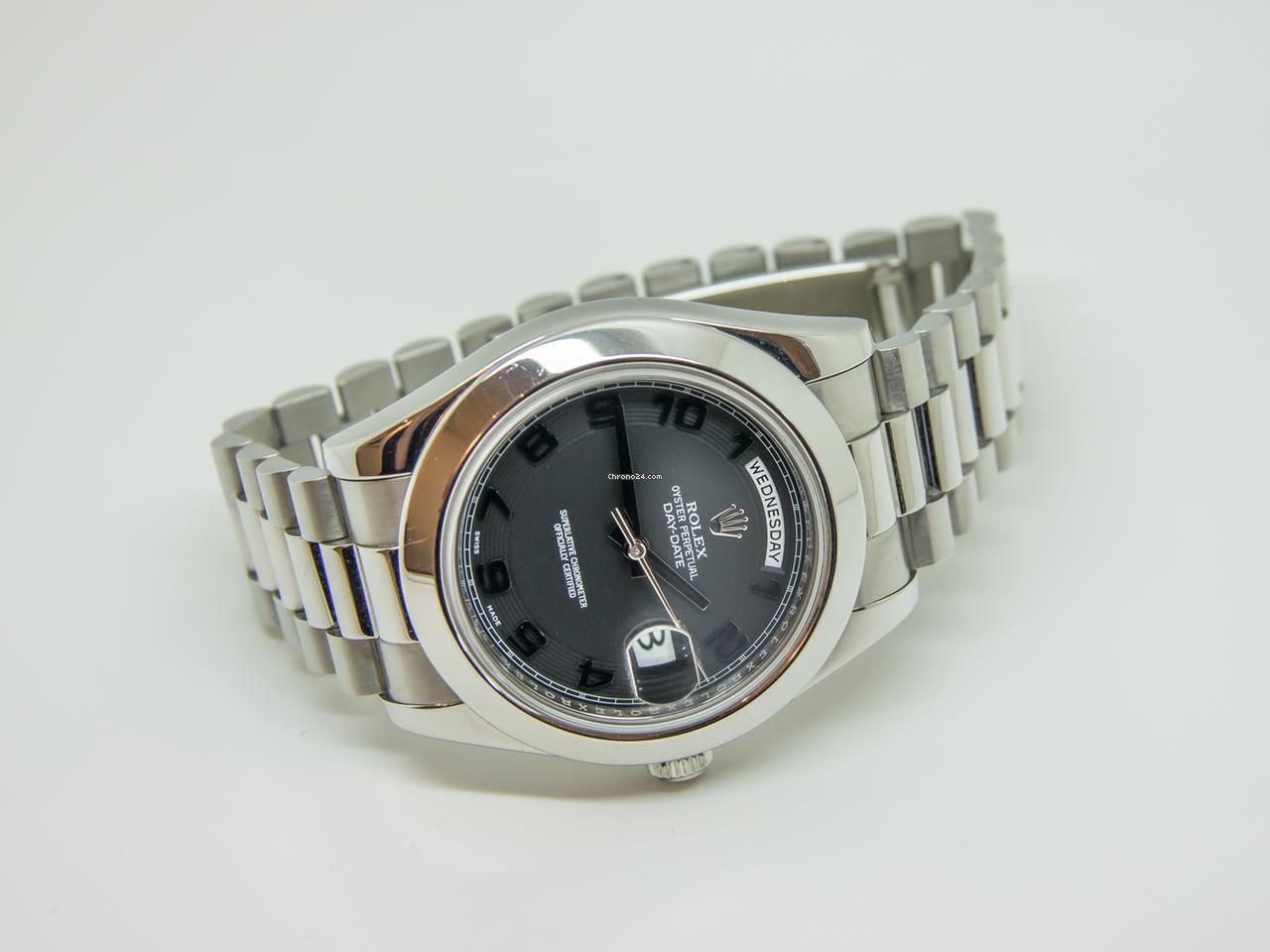 Rolex | Day-Date | 218206 | Platinum | 41 mm | Platinum | Grey | Automatic