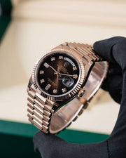 Rolex | Day-Date | 128235 | Rose gold | 36 mm | Brown | Automatic