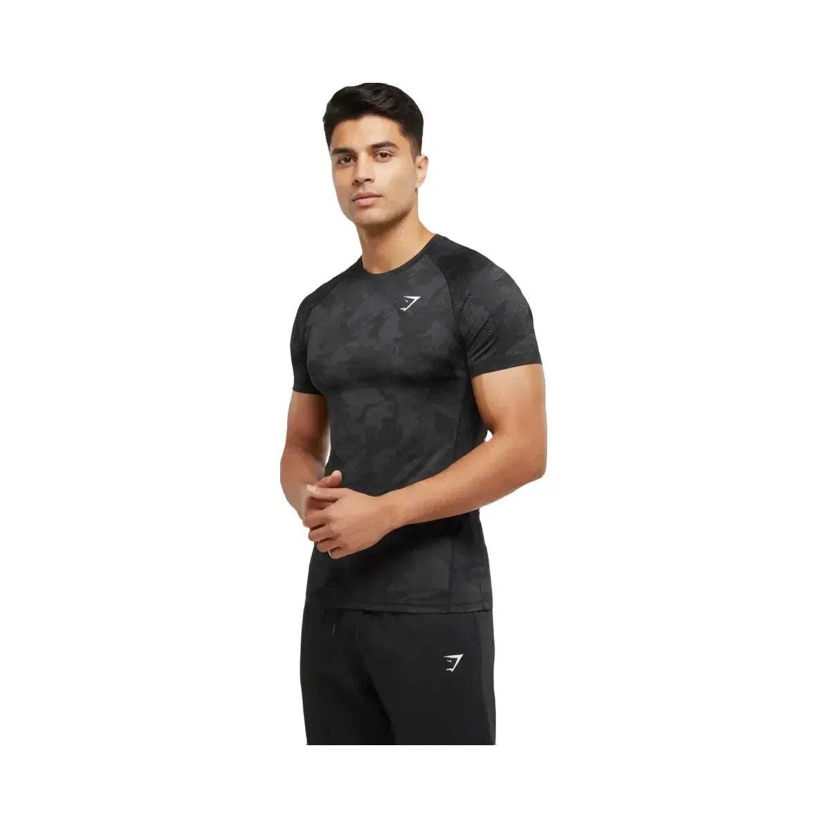 Gymshark Geo Seamless T-Shirt Slim Fit Black/Charcoal Grey