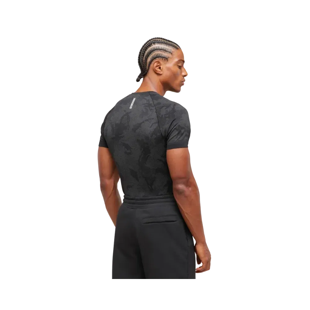Gymshark Geo Seamless T-Shirt Slim Fit Black/Charcoal Grey