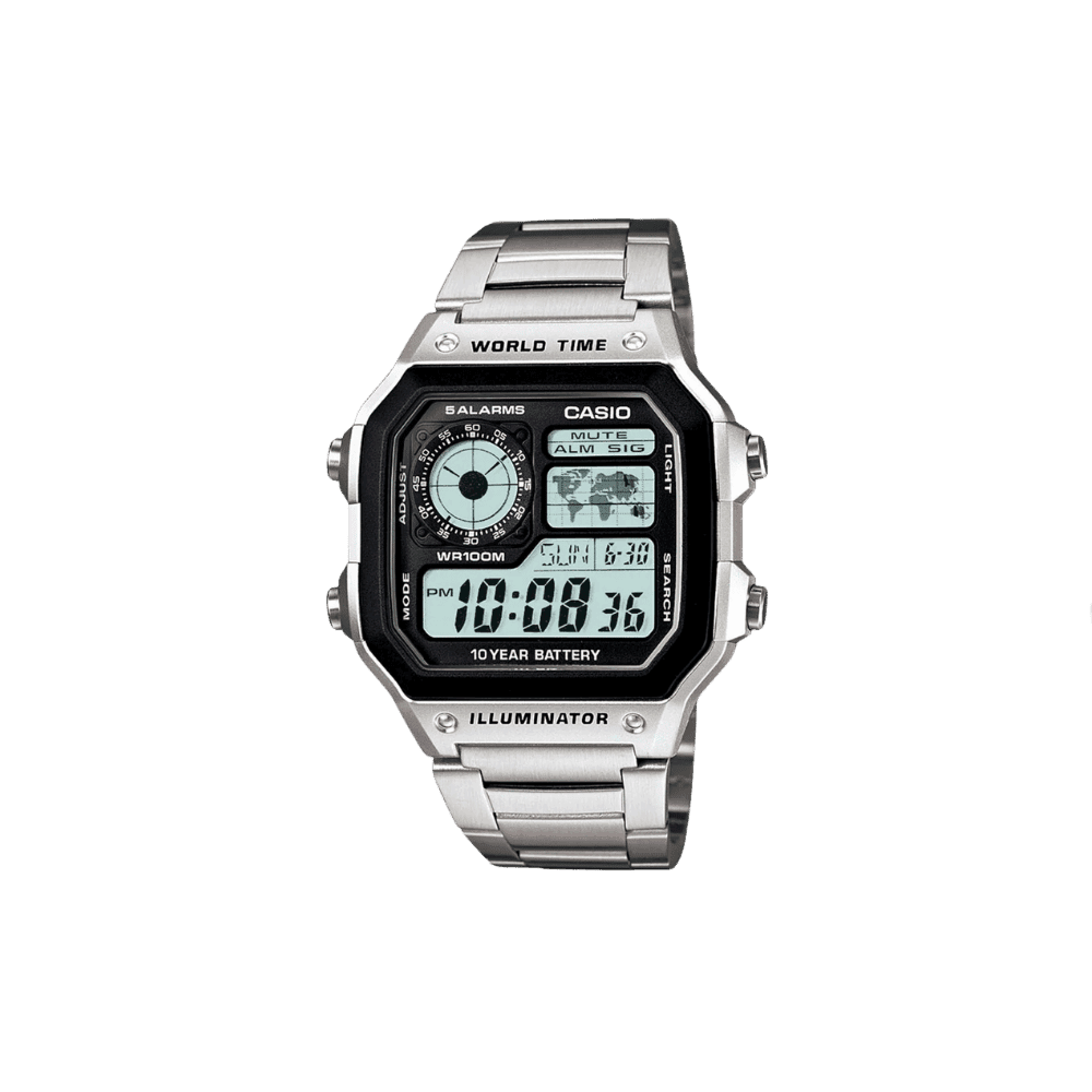Casio Youth Unisex Black Dial Digital Stainless Steel Watch D099 - AE-1200WHD-1AVDF