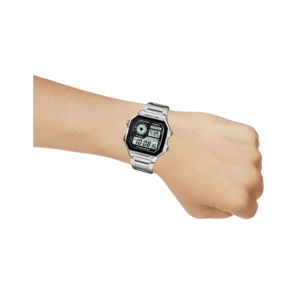 Casio Youth Unisex Black Dial Digital Stainless Steel Watch D099 - AE-1200WHD-1AVDF