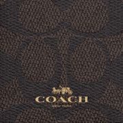 Coach Id Lanyard In Signaure Canvas Gold Walnut Black