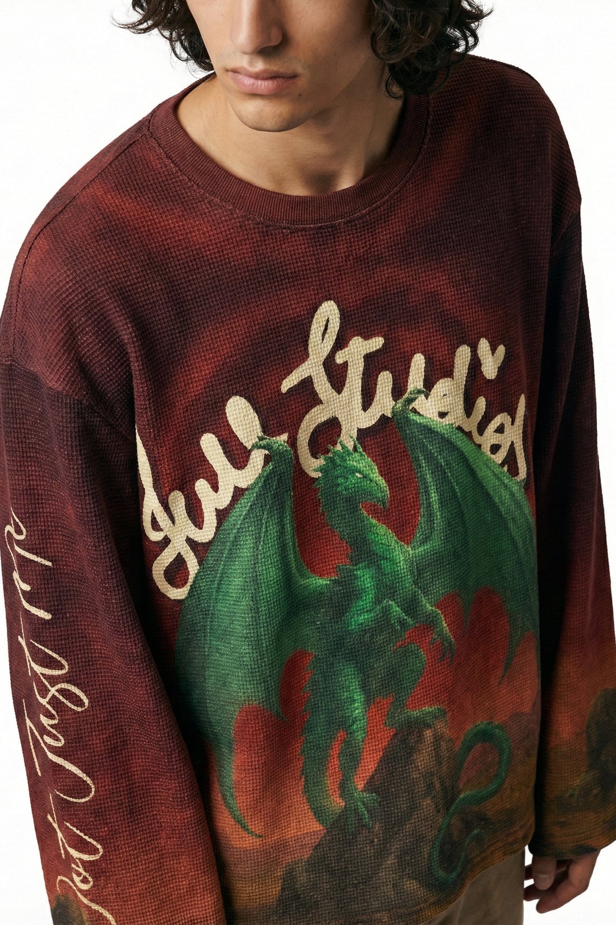 Emerald Dragon Full Sleeve Waffle T-Shirt