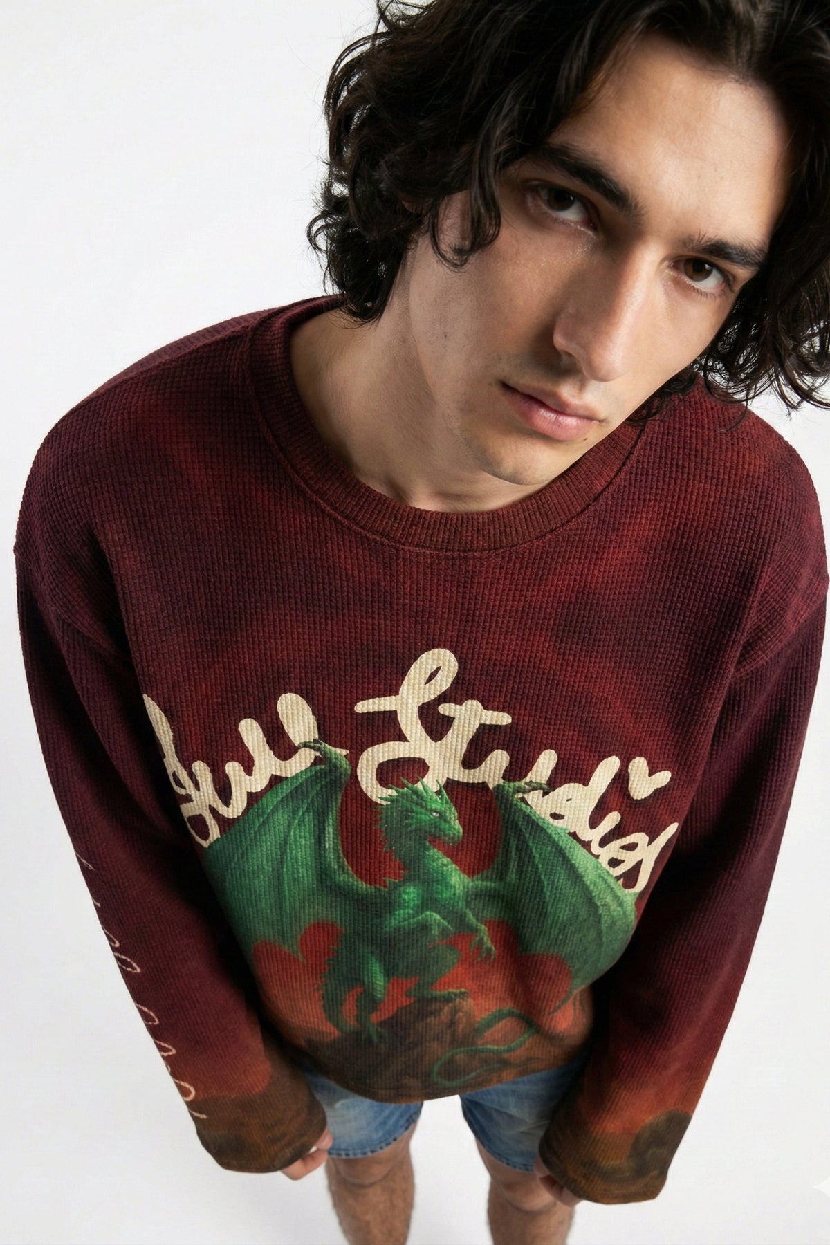 Emerald Dragon Full Sleeve Waffle T-Shirt