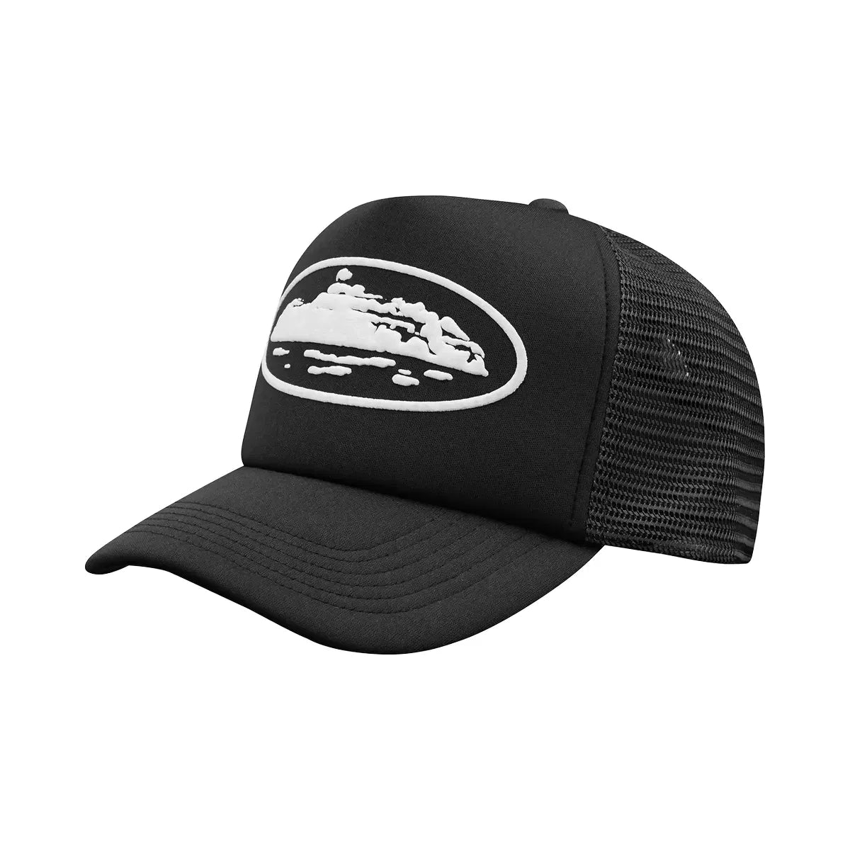 Corteiz Island Puff Print Trucker Hat Black
