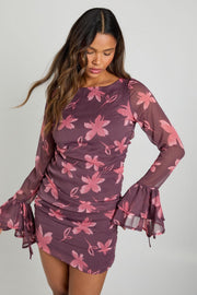 Floral Chiffon Ruffle Mini Dress