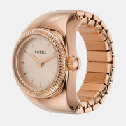 Fossil Watch Ring Women Quartz Pink Dial Analog Stainless Steel Watch Es5247