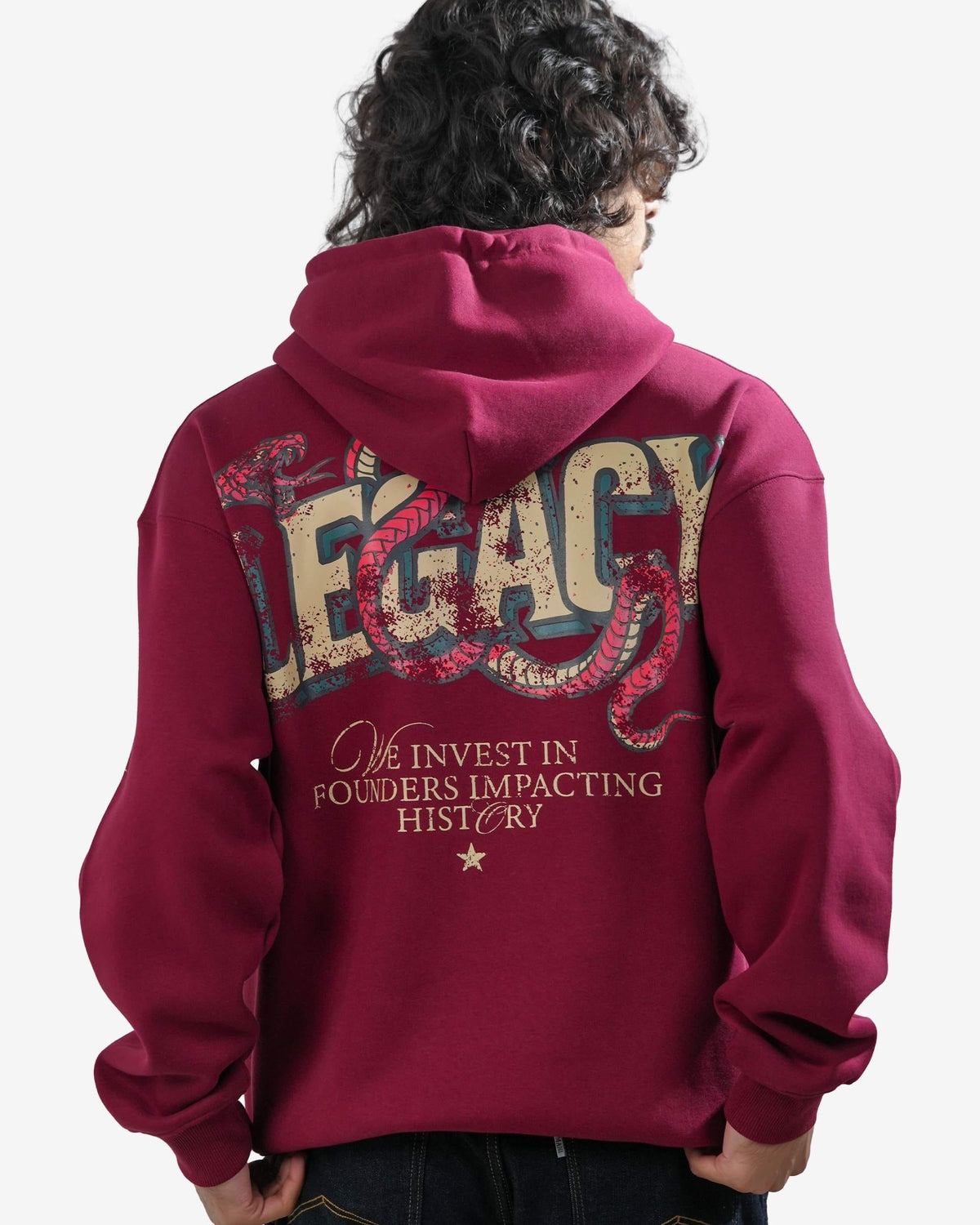 Legacy V2 - Wine Oversized Printed Hoodie