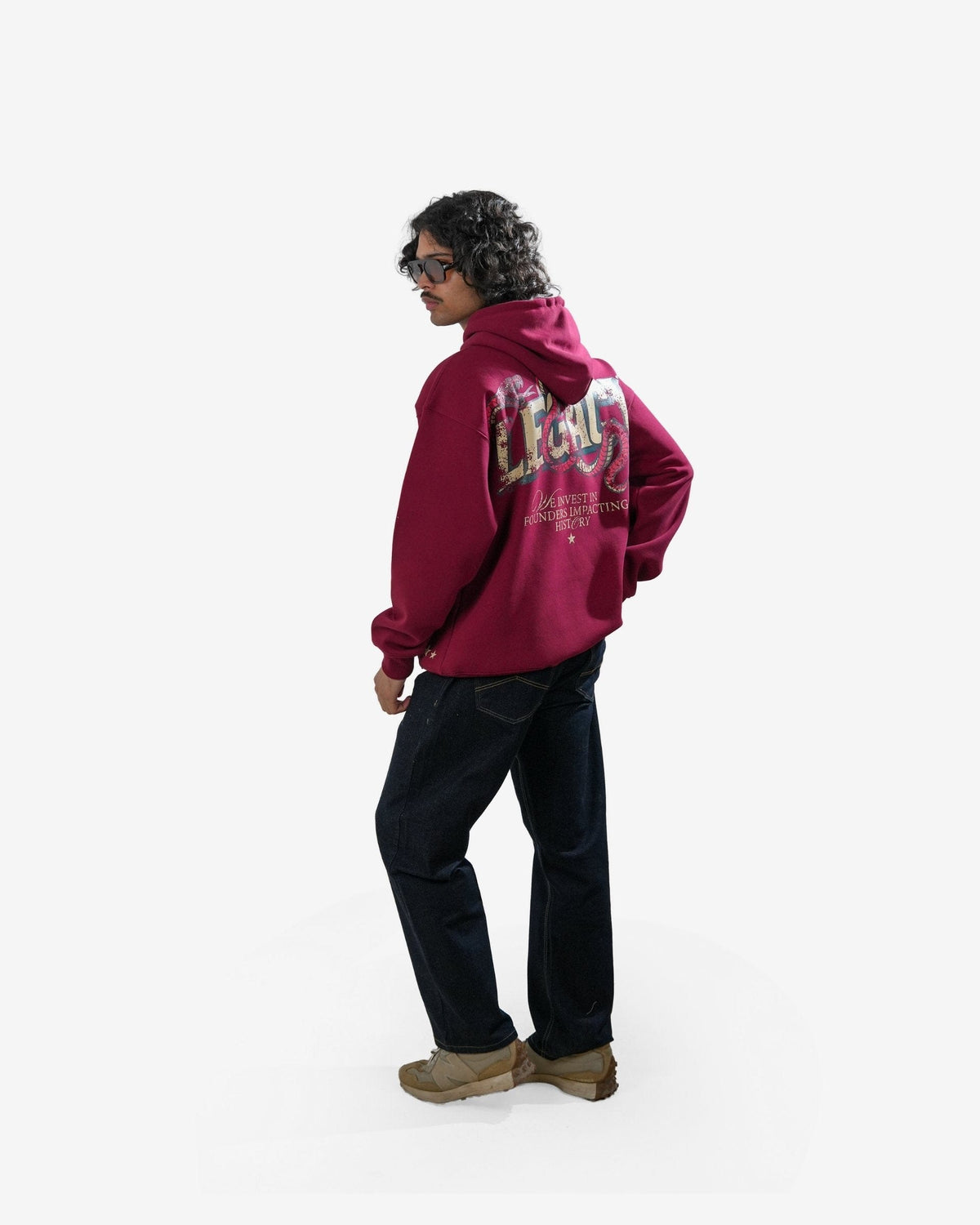 Legacy V2 - Wine Oversized Printed Hoodie