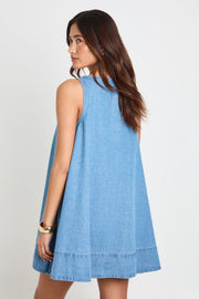 Chambray  Racer Swing Dress
