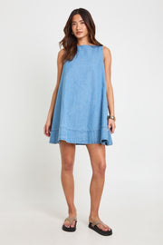 Chambray  Racer Swing Dress
