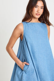 Chambray  Racer Swing Dress