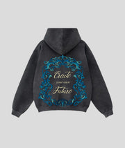 Acid-Wash Zip-Up Hoodie with Graphic Artwork