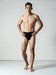 Men V Cut Black Solid Luxury Elastic Trunk by Manaca