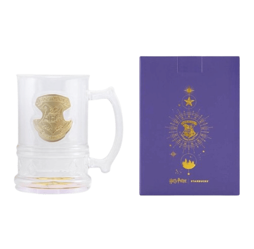 Starbucks x Harry Potter Collaboration Glass Tumbler — Modern & Minimalist Hogwarts Castle Desktop Cup (Includes Coaster) — Transparent — 900ml
