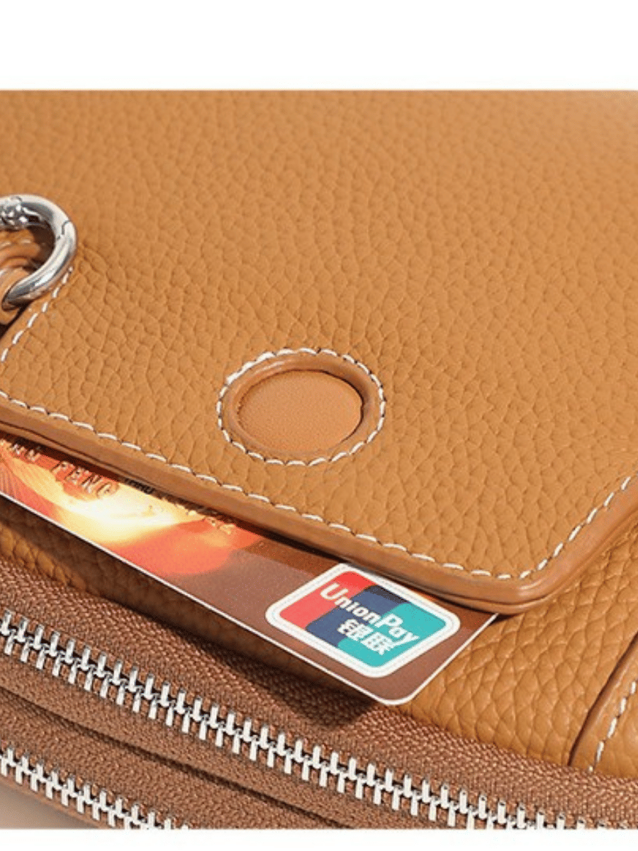 Pouche -Ladies Leather Crossbody bag, Caramel