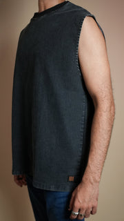 BLACK DENIM MEN'S TANK TOP