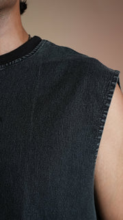 BLACK DENIM MEN'S TANK TOP