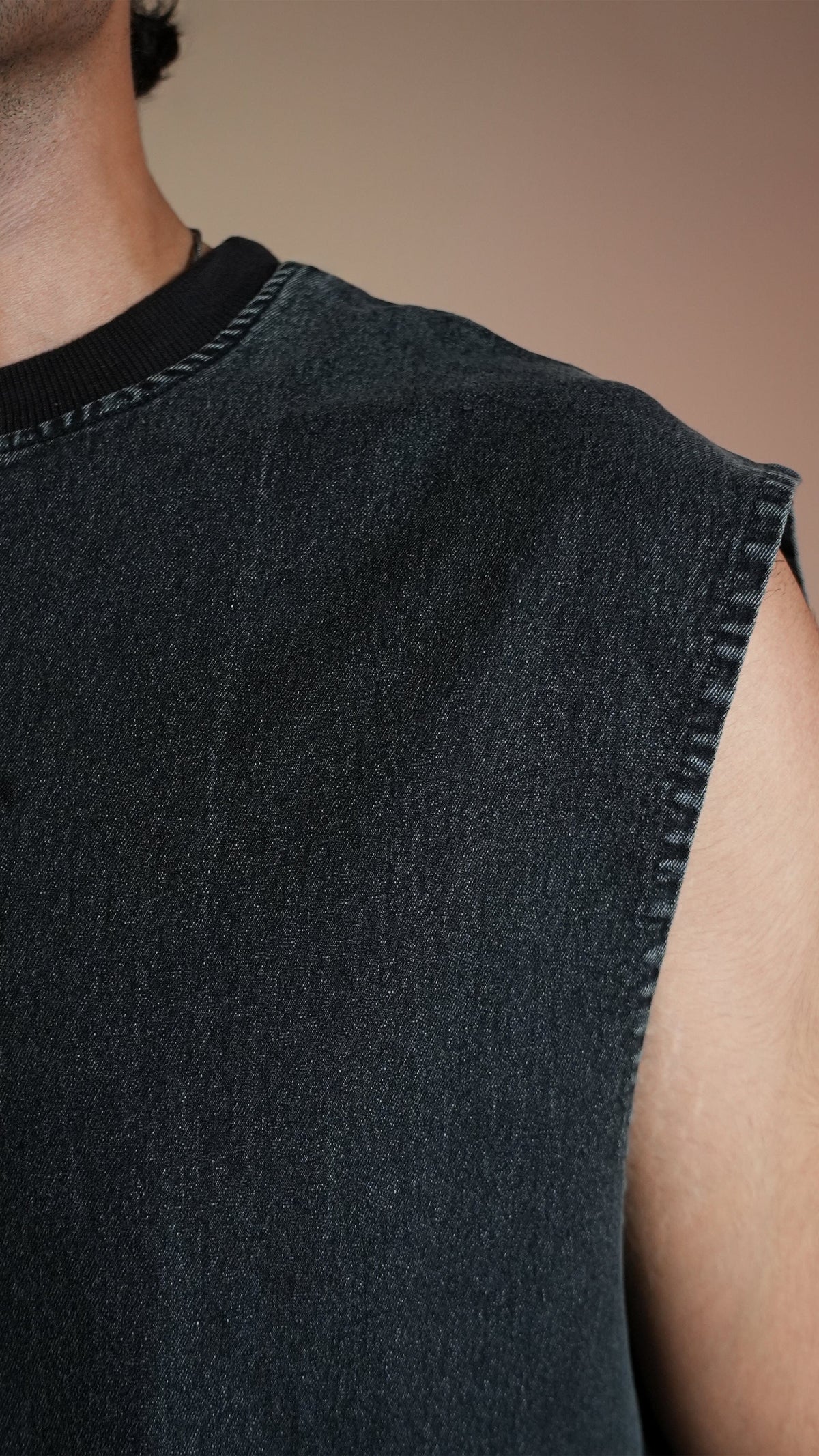 BLACK DENIM MEN'S TANK TOP