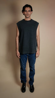 BLACK DENIM MEN'S TANK TOP