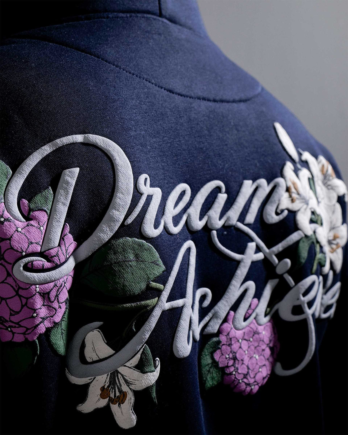 Dream Achieved - Navy Blue Oversized Printed Hoodie