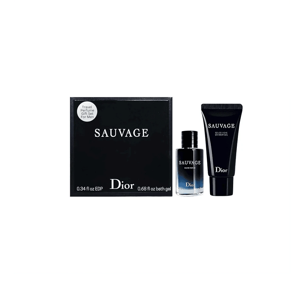 Dior Sauvage Men's Mini Travel Perfume & Shower Gel Gift Set (Perfume 10 ML / Lotion 0.34 Fl Oz)