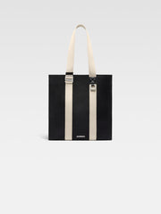 Jacquemus The Cuerda Shopper Bag Cotton Canvas And Leather Tote Bag Black