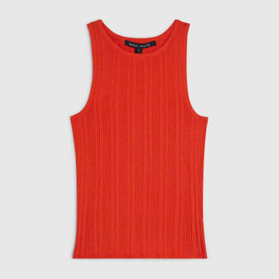Red Ribbed Knitted Vest Top
