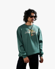 Rich Wings - Teal Oversized Printed Sweatshirt