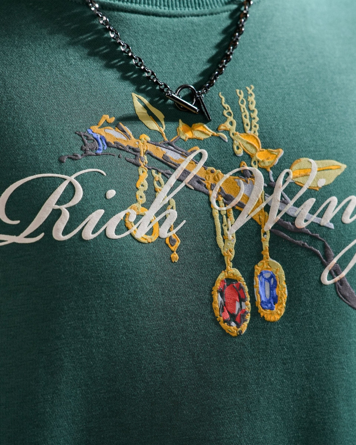 Rich Wings - Teal Oversized Printed Sweatshirt