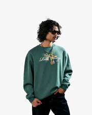 Rich Wings - Teal Oversized Printed Sweatshirt