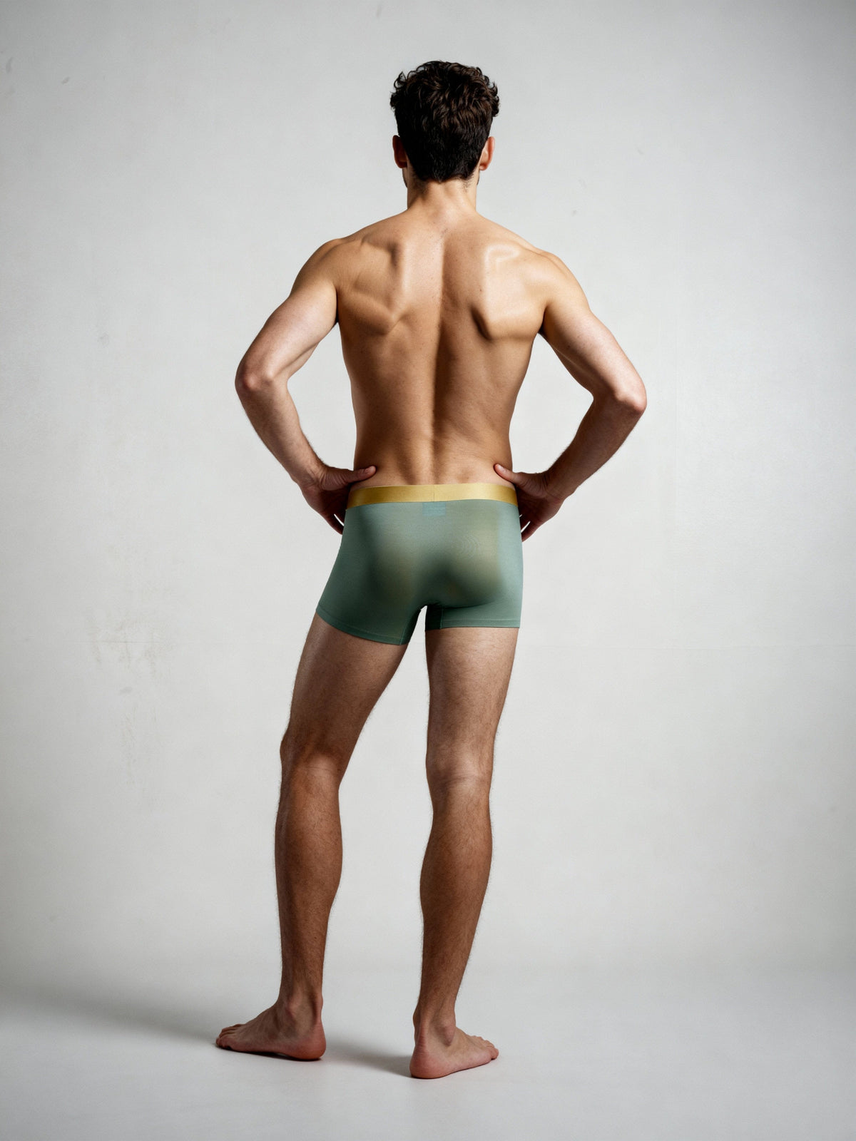 Men Yellow Striped Solid Luxury Elastic Trunk by Manaca