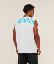 Gymshark Power Cut Off Tank - GS White/GS Brand Blue
