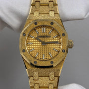 Audemars Piguet Royal Oak Mini Frosted Gold Quartz 18k Yellow Gold Frosted 23mm Ladies Watch