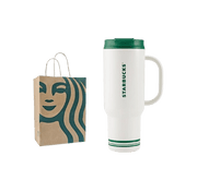 Starbucks Retro White & Green Series: Stylish, High-Capacity, Simple & Practical Stainless Steel Tumbler with Dual Drinking Openings (1189ml)