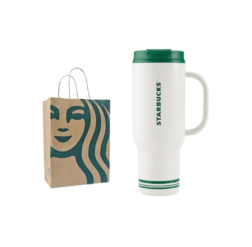 Starbucks Retro White & Green Series: Stylish, High-Capacity, Simple & Practical Stainless Steel Tumbler with Dual Drinking Openings (1189ml)