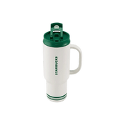 Starbucks Retro White & Green Series: Stylish, High-Capacity, Simple & Practical Stainless Steel Tumbler with Dual Drinking Openings (1189ml)